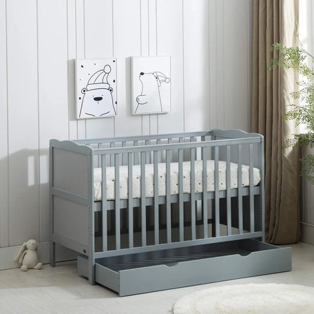 Wooden Baby Cot Bed with Drawer & Aloe Vera Mattress