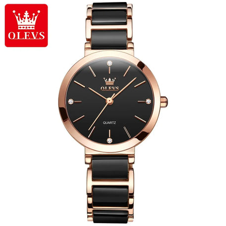 OLEVS Luxury Rose Gold Women's Ceramic Watch