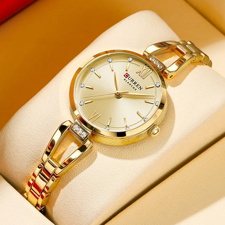 CURREN Luxury Quartz Watch with Rhinestones